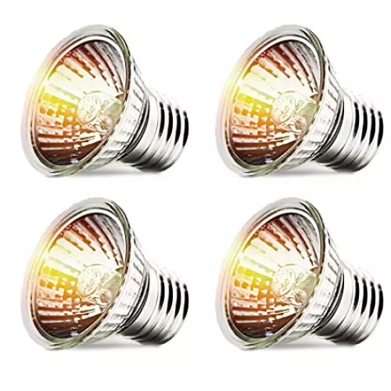 CALPALMY 4-Pack 50W UVA+UVB Bulbs | Heat And Light For Reptiles And Amphibian Tanks, Terrariums And Cages | Works With Various Lamp Fixtures