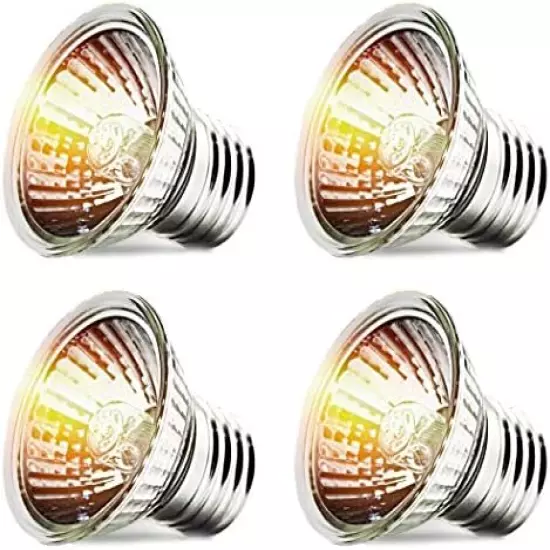 CALPALMY 4-Pack 50W UVA+UVB Bulbs | Heat And Light For Reptiles And Amphibian Tanks, Terrariums And Cages | Works With Various Lamp Fixtures