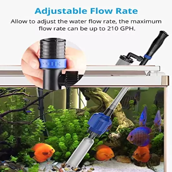 NICREW Power VAC Plus Electric Gravel Cleaner, Automatic Aquarium Cleaner with Sponge Filter, 3 in 1 Aquarium Vacuum Gravel Cleaner for Medium and Large Tanks