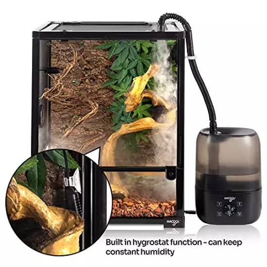 WACOOL Reptile Fogger With Humidity Controller, 4L Large Tank Reptile Humidifier With Humidistat & Extended Hose, Automatic Terrarium Fogger For Beared Dragon Lizard Gecko Snake Tortoise