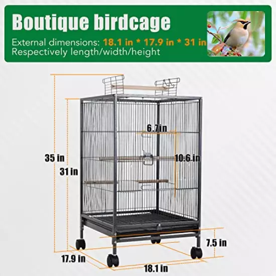 BestPet 35 inch 53 inch Wrought Iron Bird Cage with Play Open Top and Rolling Stand,Large Parrot Cage Bird Cages for Parakeets,Cockatiel, Canary, Finch, Lovebird, Parrotlet,Pigeons