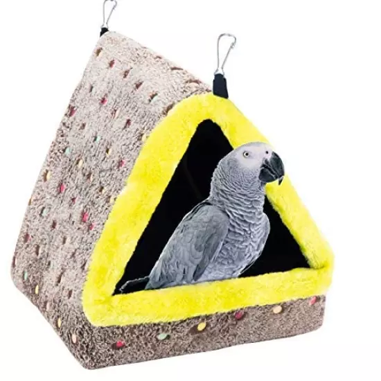 MEWTOGO Large Winter Warm Bird Nest House, Fluffy Parrots Bird Bed for Cage Hanging Hammock Plush Shed Hut Hideaway Hut for Parakeets African Grey Cockatoos Cockatiels Lovebird