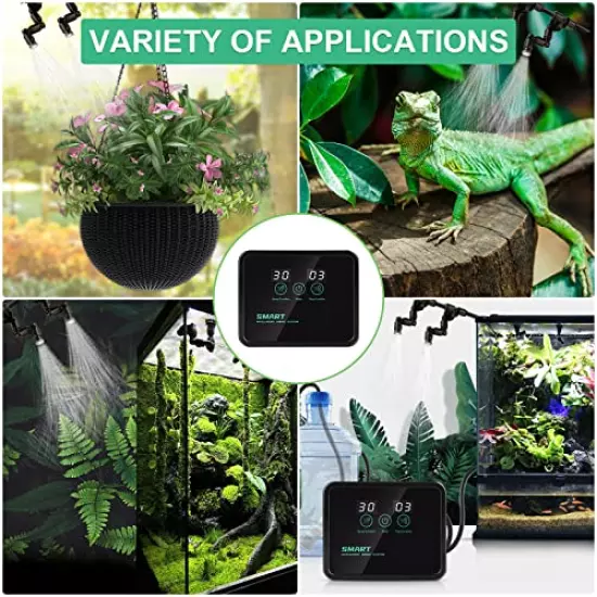 FOUDOUR Reptile Humidifiers Misting System For Reptile Terrariums Rainforest Sprayer Reptile Fogger With Timing Controller For Reptiles/Chameleons/Herbs