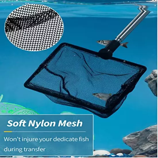 Pawfly Aquarium Fish Net with Extendable 9-24 Inch Long Handle for Betta Fish Tank Small Koi Pond and Pool