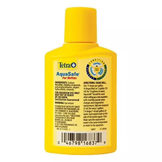 Tetra BettaSafe, aquarium Water Conditioner For Bettas, 1.69-Ounce, 50-Ml, Golds & Yellows, Model:16837