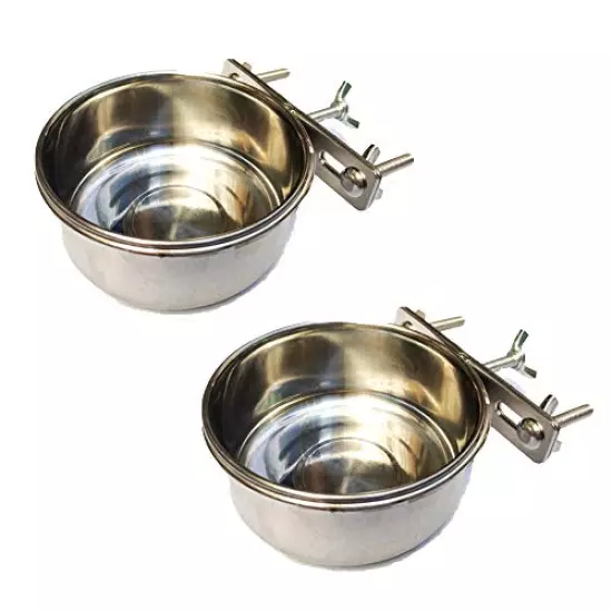 BobbyPet Multi-use Birds Food and Water Feeder No-Tipping Stainless Steel Suit for Birds and Small Animals. (2 Pack)