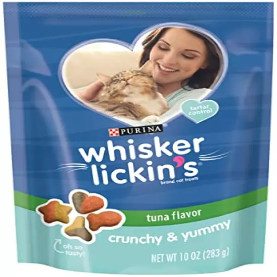 Purina Whisker Lickin's Cat Treats, Crunchy & Yummy Tuna Flavor - (4) 10 oz. Pouches