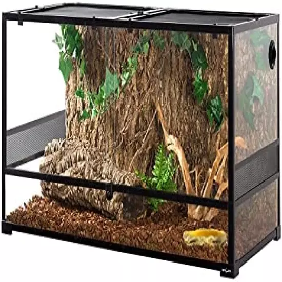 REPTI ZOO REPTIZOO Full Vision Glass Reptile Tank 120 Gallon, Tall & Wide Large Reptile Terrarium 48" X 24" X 24" With Sliding Door Top Screen Ventilation