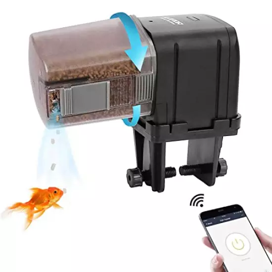 [Upgrade] WiFi Control Automatic Fish Feeder with APP Lychee Aquarium Automatic Fish Feeder, WiFi Control Auto Fish Food Dispenser for Home Office