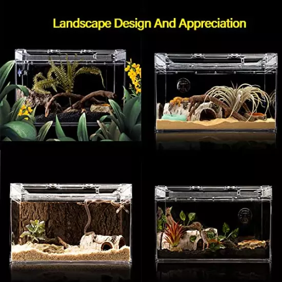 Reptile Tank Breeding Terrarium 16" x 8" x 10" Acrylic Corn Snake Box, Bristle Lizard, Hermit Crab, Insect breeding Box. Suitable for Any Small Reptiles