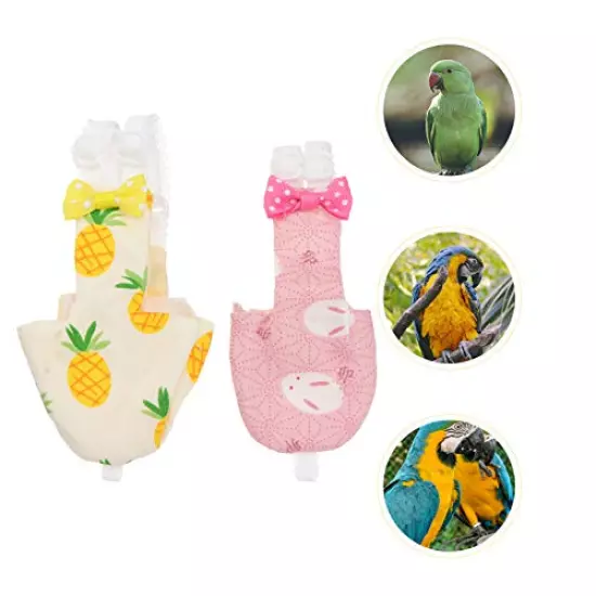 balacoo 2Pcs Bird Diaper Reusable Washable Parrot Nappies Clothes Flight Suit Dress for Parakeet Cockatiel African Macaw (S Random Style)