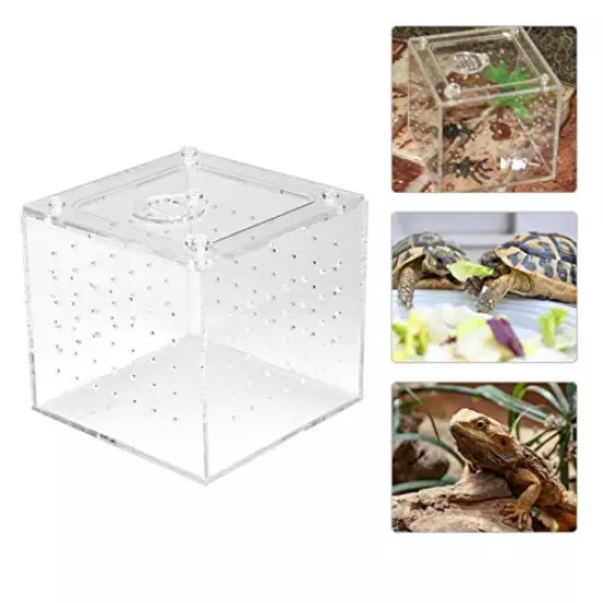 Reptile Breeding Box - 1pc Reptile Terrarium Feeder Snakes Spider Lizard Breeding Box Plastic Storage Box Feeding Hatching Container