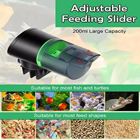 Petbank Automatic Fish Feeder - Rechargeable Timer Fish Feeder with USB Charger Cable, Fish Food Dispenser for Aquarium or Fish Tank