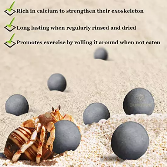 Sungrow 10 Hermit Crab, Crayfish Calcium Supplement Balls, Beneficial For Molting Pets, With Over 30 Beneficial Minerals