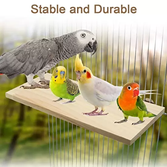 Parrot Bird Wood Perch Platform Rectangle Perches Shelf Stand for Birds Budgie Parakeet Cockatiel Conure Chinchillas