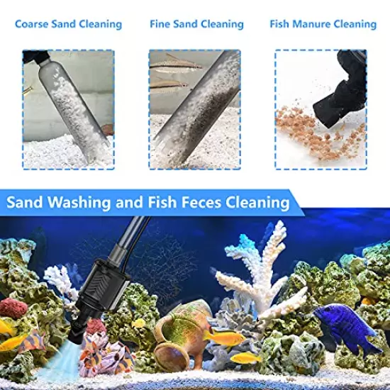 HiTauing Electric Aquarium Gravel Cleaner, 317GPH DC 24V/24W Automatic Fish Tank Cleaning Tool Set Removable Vacuum Water Changer Sand Washer Filter Changer