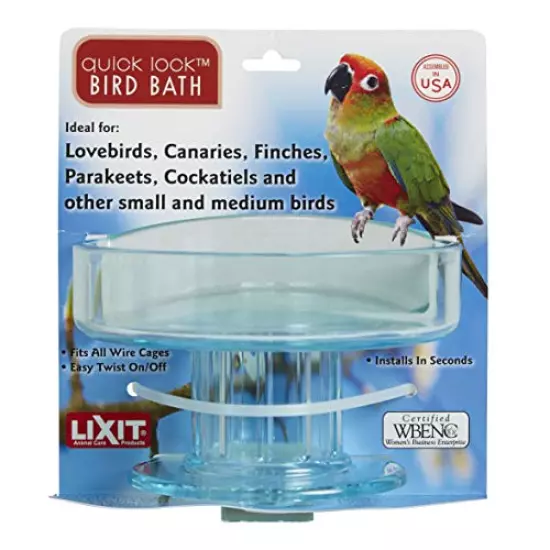 Lixit Quick Lock Bird Cage Bath for Lovebirds, Canaries, Finches, Parakeets, and Cockatiels and Other Small to Medium Feathered Friends (Pack of 1)