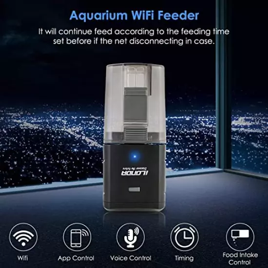 [Upgrade] WiFi Control Automatic Fish Feeder with APP Lychee Aquarium Automatic Fish Feeder, WiFi Control Auto Fish Food Dispenser for Home Office