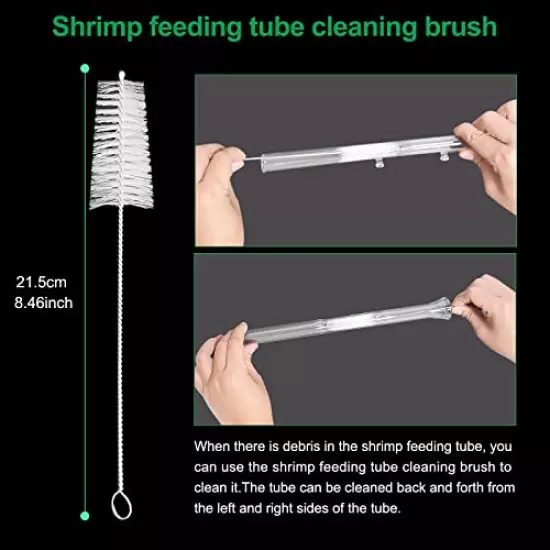 11.8 Inch Shrimp Feeding Tube with Shrimp Feeding Dish，Shrimp Feeding Bowl with Suction Cup，Feeding Tube Cleaning Brush，Aquarium Feeder with Bulb，Feeding Ring，Aquarium Sucker Feeding clamp,Fish net