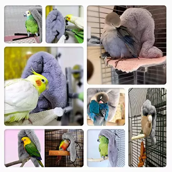 SIMENA Bird Buddy, Corner Fleece Bird Blanket, Cozy Bird Bed Warmer Parrot House for Cage, Cuddle Nest Hanging Toy for Lovebirds, Parakeet