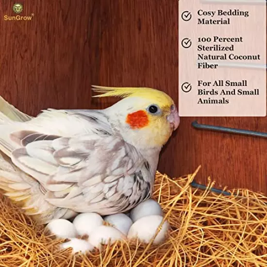 SunGrow Finch Coconut Fiber, Loose Bedding Substrate for Birds Nest Cages