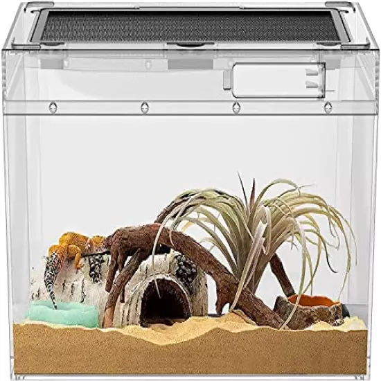 Reptile Tank Breeding Terrarium 16" x 8" x 10" Acrylic Corn Snake Box, Bristle Lizard, Hermit Crab, Insect breeding Box. Suitable for Any Small Reptiles