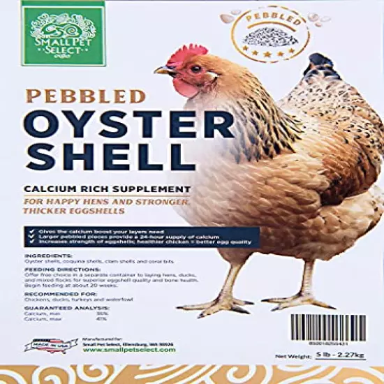 Small Pet Select- Oyster Shell Pebbled, Chicken Layer Calcium Supplement, 5lb