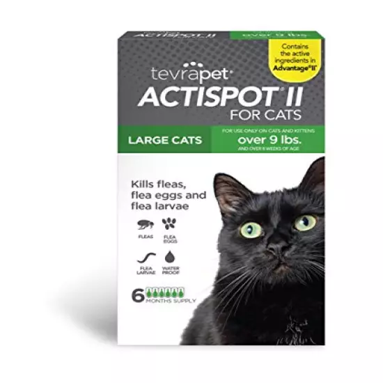 TevraPet Actispot II Flea Treatment for Cats | 6 Monthly Doses | Powerful Prevention and Control