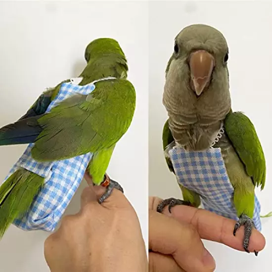 GUANLANT Quaker Parrot Flight Suits Diapers for Monk Parakeets, Cockatiels Flight Suits Liners, Parrot Clothes, Bird Training Nappy Suit Clothes with Hanger Leash Hole for Sun Conure Senegal Lorikeet