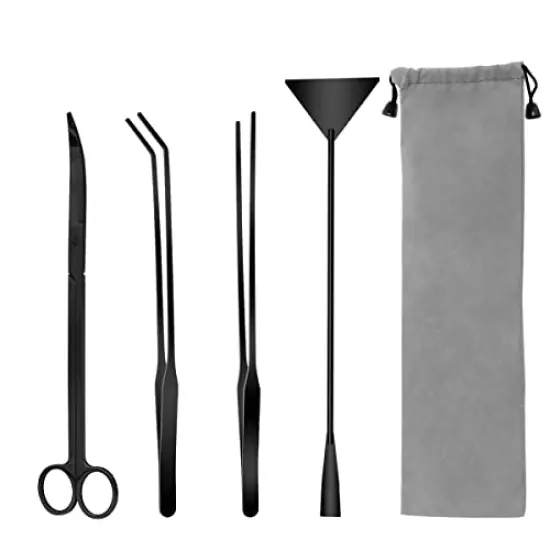 Liveek Aquarium Aquascape Tools Kit, 4 in 1 Anti-Rust Aquatic Plant Aquascaping Tool Stainless Steel Tweezers Scissors Spatula for Aquarium Tank Clean Fish Tank Aquascape Tools Sets…