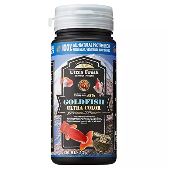 Ultra Fresh Sinking Goldfish Food, Color Enhancing, Balanced Diet, All Natural Ingredients, Clear Water Formula, Slow Sinking Gold Fish Pellets, Goldfish Ultra Color