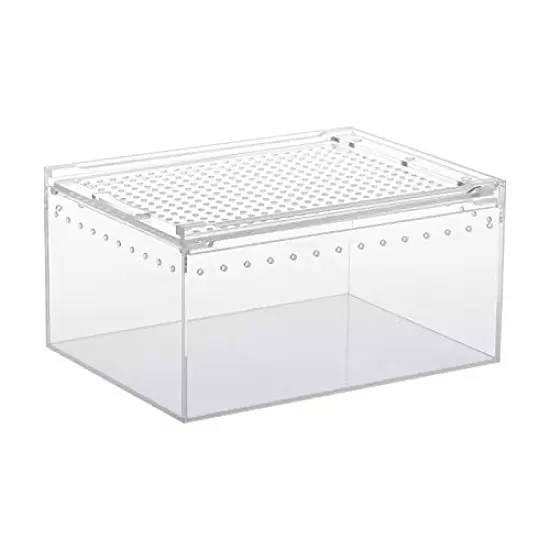 Naysku Reptile Breeding Box, Transparent Reptile Breeding Container, Acrylic Reptile Cage, Sliding Cover Type Feeding Box, Reptile Breeding Tank Habitat Box for Small Animals