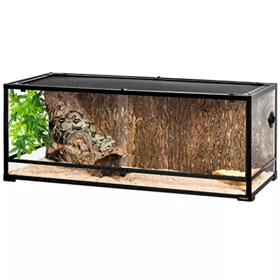 REPTI ZOO 67 Gallon Reptile Large Terrarium Newly Upgraded All Glass 48" X 18" X 18" Double Hinge Door With Top Ventilation Reptile Terrarium(Knock-Down)