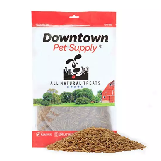 Downtown Pet Supply Dried Mealworms - Rich In Vitamin B12, B5, Protein, Fiber And Omega 3 Fatty Acids - Chicken, Duck And Bird Food - Reptile And Turtle Food