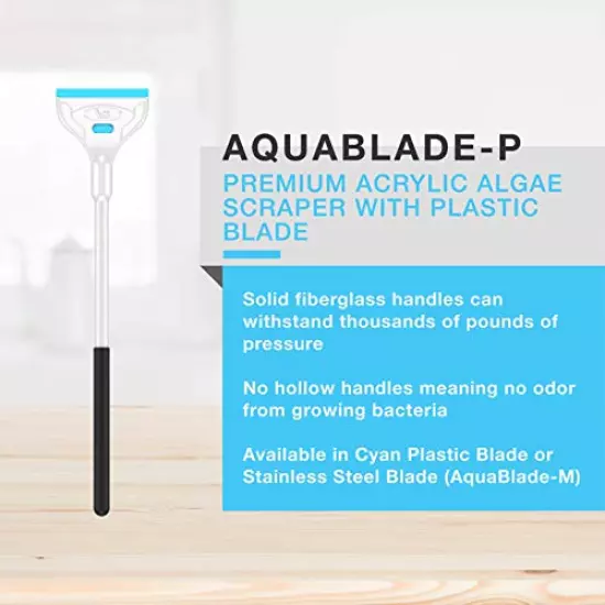 Continuum AquaBlade P Long - Glass and Acrylic Safe Aquarium Scraper with Plastic Blade