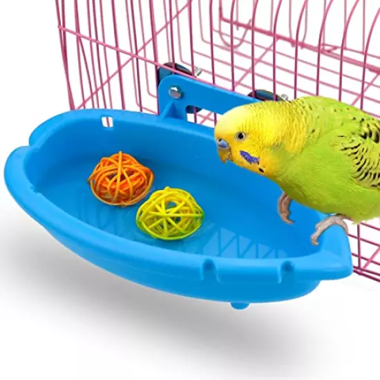 Mygeromon Bird Bath for Cage- Small Tub Bowl for Hang Inside Cage Birdbath Shower for Parrot/Parakeets/Cockatiels/Canary/Budgerigar (Blue)