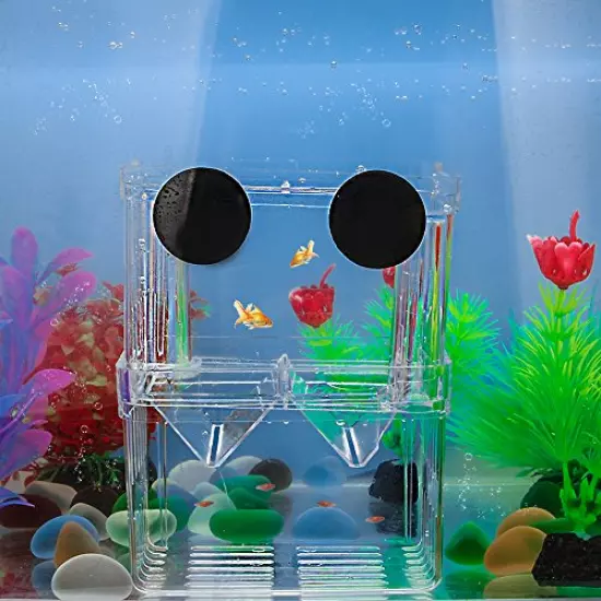 Senzeal Aquarium Fish Breeder Box Plastic Fish Isolation Breeding Box Hatching Incubator Box for Baby Fish Shrimp Clownfish Guppy