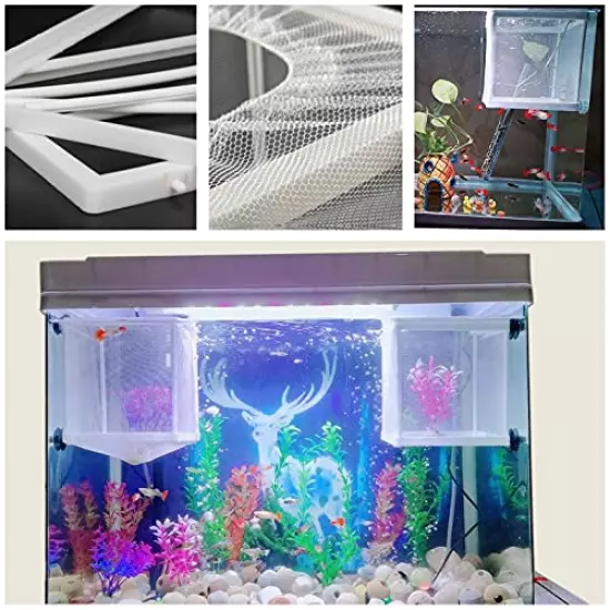 2 Pack Aquarium Fish Breeder Box Large Mesh Box Fry Nursery Net Box Baby Fish Separator Hatchery Fish Tank Divider for Baby Fishes Shrimp Guppy Clownfish Aggressive Fish