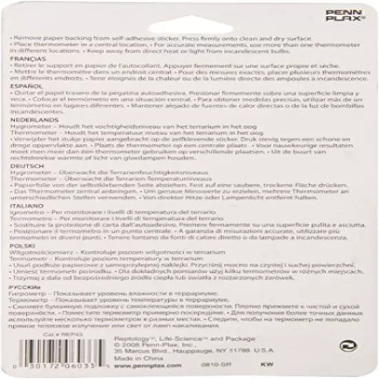 Penn-Plax Reptology Reptile Hygrometer Humidity And Temperature Sensor Gauges | Maintain A Healthy Environment For Your Pets