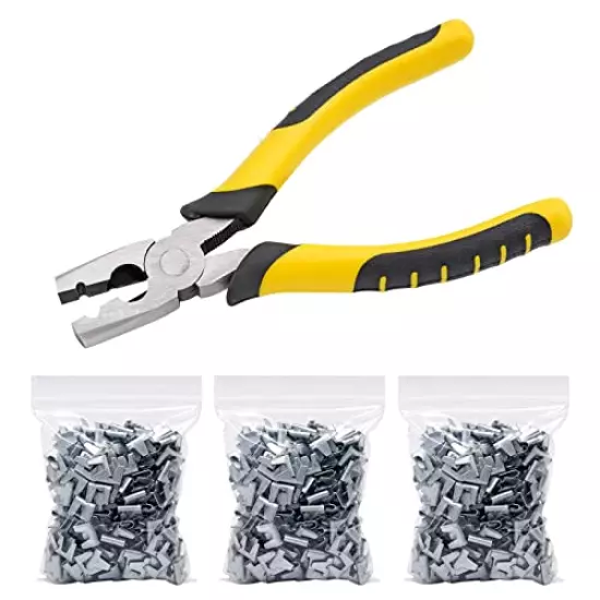 Wire Cage Buckle Clips Pliers with 900pcs Wire Cage Clips, Cage Pliers and Clips Rabbit Chicken Quail Pet Cage Clip Tool