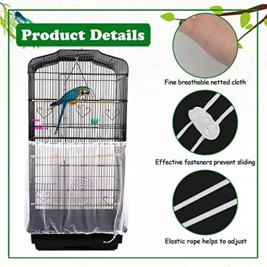 ZOCONE Bird Seed Guards & Catchers Stretchy Adjustable Drawstring Bird Cage Mesh Net Cover Cage Skirt