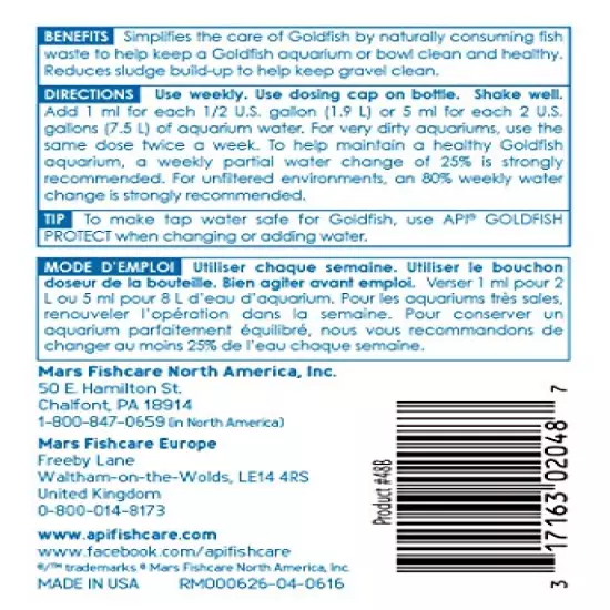 API Goldfish Products: Water Conditioner to Make tap Water Safe When Adding or Changing Water and When Adding New Fish, Aquarium Cleaner to use Weekly to Consume Sludge to Help Keep Gravel Clean