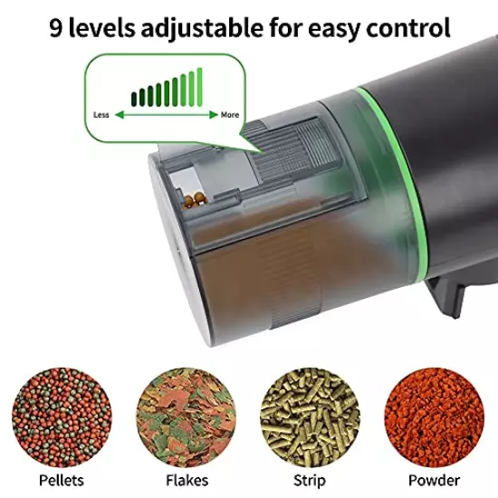 Ycozy Automatic Fish Feeder Rechargeable with USB Cable Moisture-Proof Intelligent Electric Fish/Turtle Feeder for Aquarium & Fish Tank Intelligent Timer Fish Food Dispenser for Vacation | Navi-EV