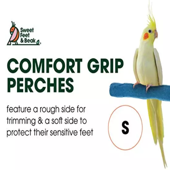 Sweet Feet and Beak Comfort Grip Safety Perch for Bird Cages - Patented Pumice Perch for Birds to Keep Nails and Beaks in Top Condition - Safe Easy to Install Bird Cage Accessories