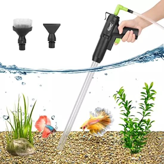 hygger Upgrade Aquarium Gravel Cleaner, Latest Fish Tank Siphon Vacuum Cleaner, Quick Water Changer with Air-Pressing Button, Fish Tank Sand Cleaner Kit with Water Flow Controller Valve