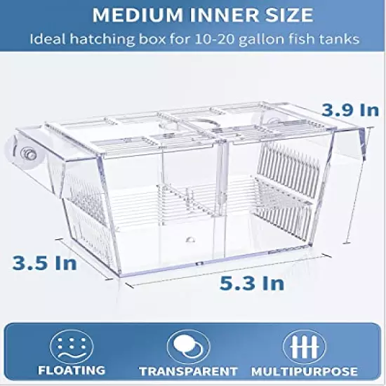 Pawfly Fish Breeding Box Tank Hatchery Incubator Aquarium Isolation Box for Baby Shrimp Guppy