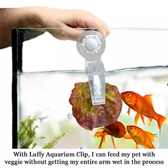 Luffy Aquarium Clip, 4x2 Inches, Holds Veggies, Betta Bed, Feeding Accessories, 1 Pc per Pack