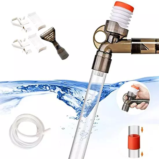 STARROAD-TIM Fish Tank Aquarium Gravel Cleaner Kit Long Nozzle Water Changer for Water Changing and Filter Gravel Cleaning with Air-Pressing Button and Adjustable Water Flow Controller