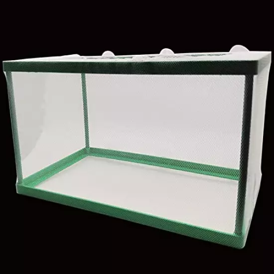 Aquarium Fish Breeder Box, Fish Isolation Box, Hatching Box, Juvenile Fish Spawning Incubator, Water Isolation Net Hatcher, Nylon Mesh Fish Fry Hatchery Breeder Box Separation Net（Green L）