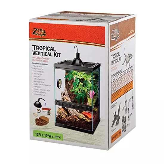 Zilla Tropical Vertical Habitat Starter Kit For Small Tree Dwelling Reptiles & Amphibians Like Geckos And Frogs